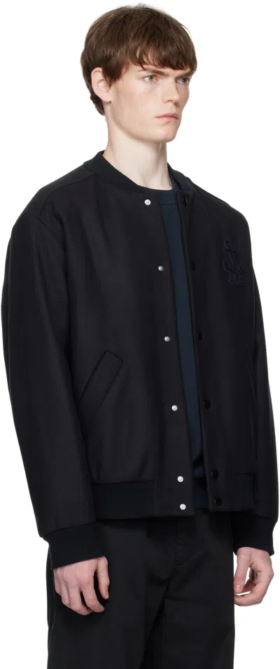 Apc Navy Micka Bomber Jacket In Black