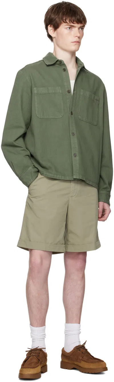 Apc Beige Andrew Shorts In Green