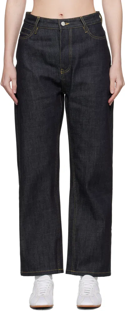 Studio Nicholson Navy Chalco Jeans In Multi