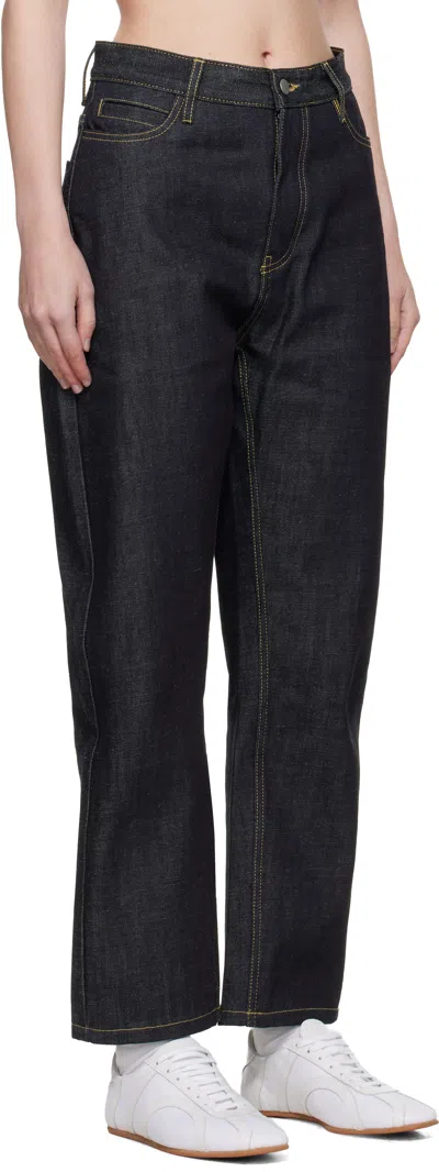 Studio Nicholson Navy Chalco Jeans In Multi