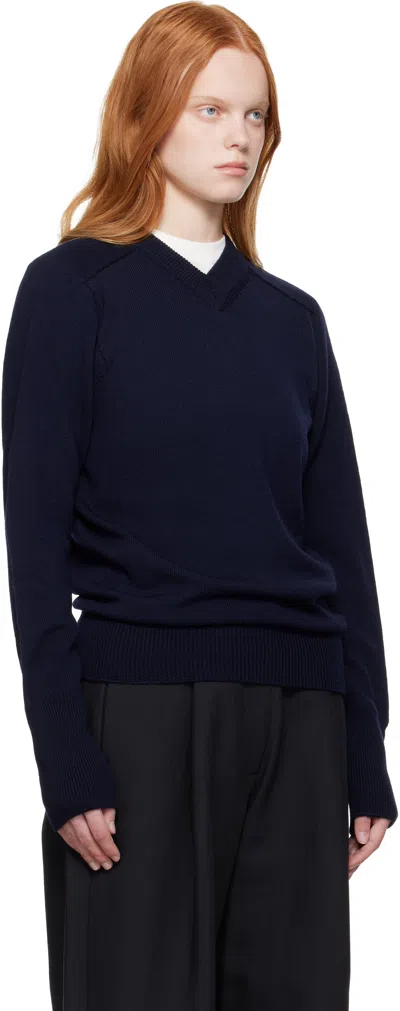 Studio Nicholson Navy Inverness Sweater In Blue