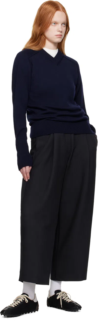 Studio Nicholson Navy Inverness Sweater In Blue