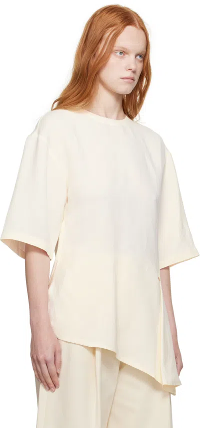 Studio Nicholson Asymmetric Hem Keyhole Back Round Neck Top In White