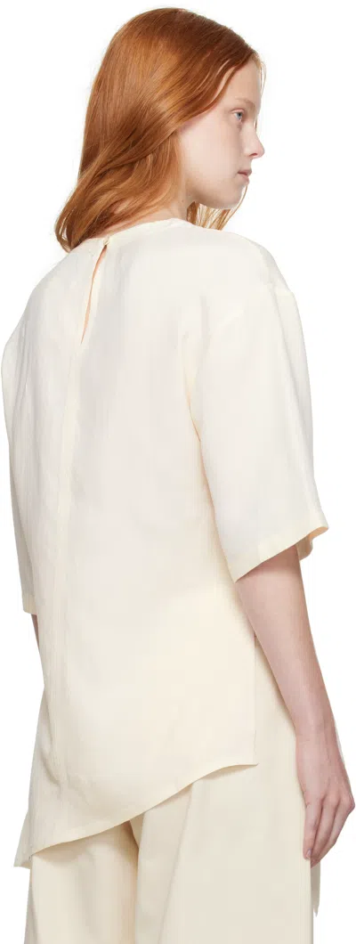 Studio Nicholson Asymmetric Hem Keyhole Back Round Neck Top In White