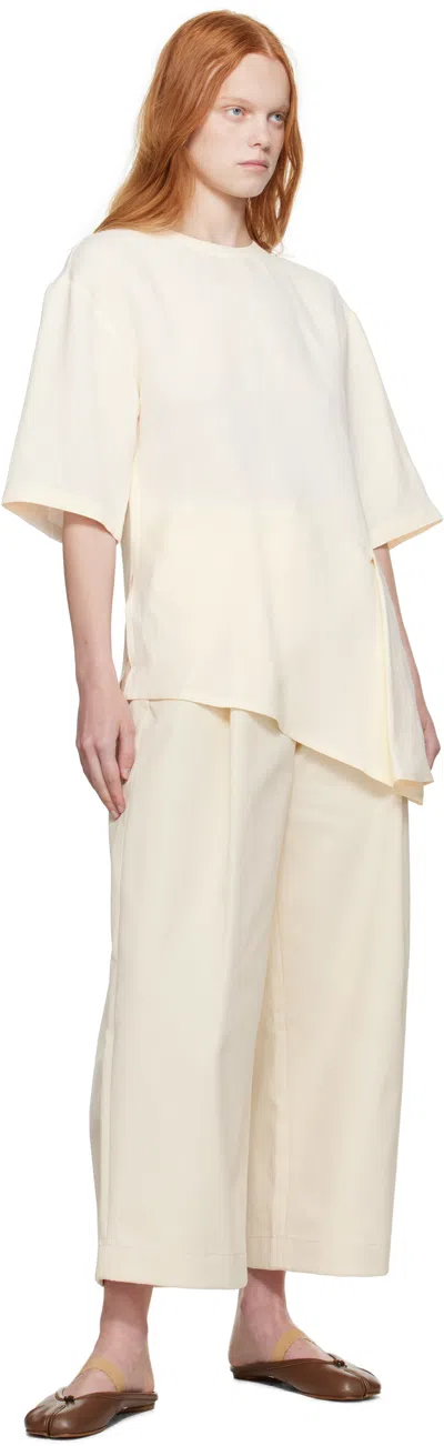Studio Nicholson Asymmetric Hem Keyhole Back Round Neck Top In White