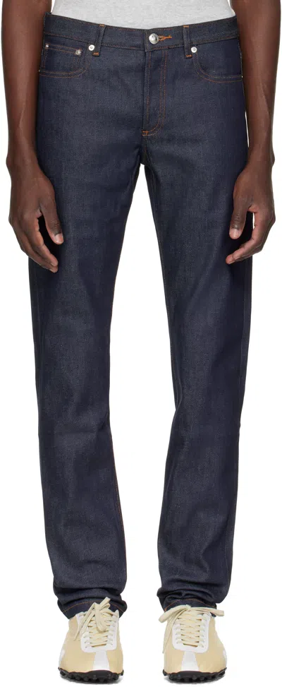 Apc Navy Petit New Standard Jeans In Blue