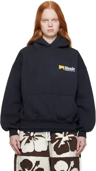 Rhude Black 'international Racing' Logo Hoodie
