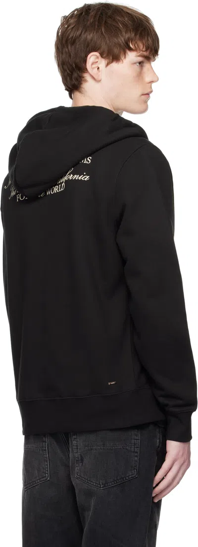 Amiri Black Zip-up Hoodie With Drawstring Hood And Kangaroo Pocket In Black