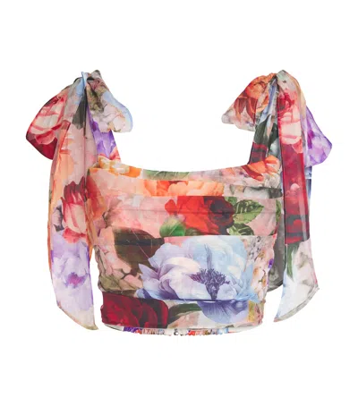 Alice And Olivia Haven Cropped Bustier Storm Floral Sm In Multi