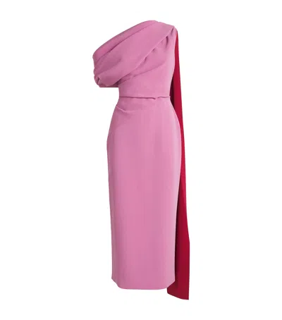 Roksanda Maite One-shoulder Draped Midi Dress In Pink