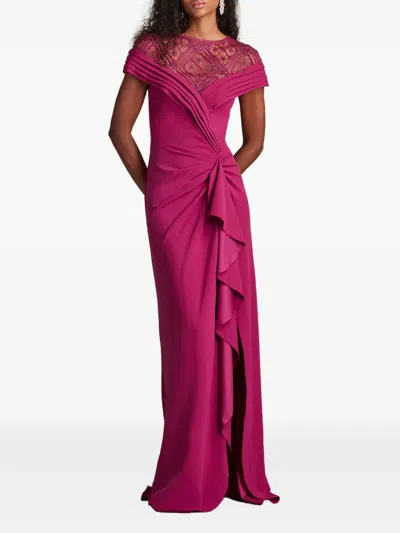 Tadashi Shoji Chr25375lb Long Formal Ruffle Mother Of The Bride Dress In Pink