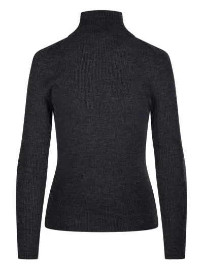 P.a.r.o.s.h Classic Turtleneck In Gray Wool Ribbed Knit In Gray