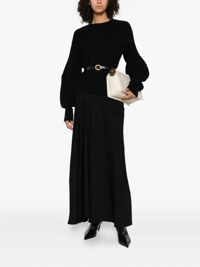 P.a.r.o.s.h Ribbed Balloon-sleeve Sweater In Black