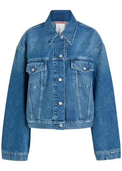 Acne Studios Relaxed Cropped Denim Jacket In Blue