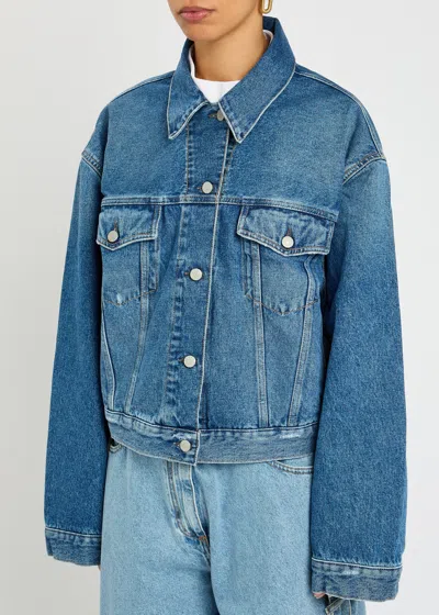 Acne Studios Relaxed Cropped Denim Jacket In Blue