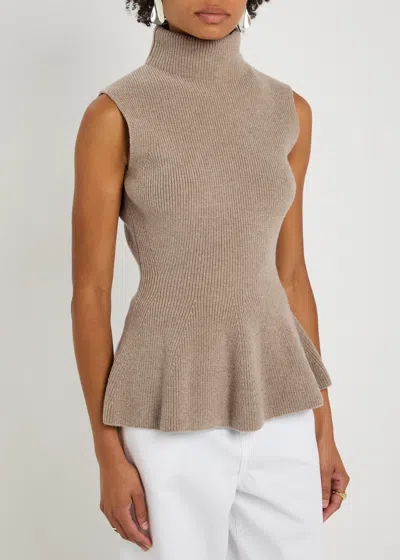 Rohe Sculptural Sleeveless Knitted Top Taupe Melange In Neutral