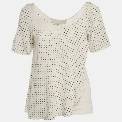 Pre-owned Stella Mccartney White Printed Silk & Knit Layered Top S