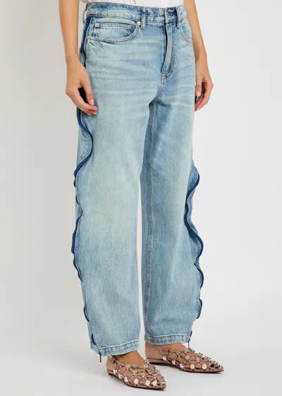 Alexander Wang T Alexanderwang.t Zip-embellished Barrel-leg Jeans In Blue