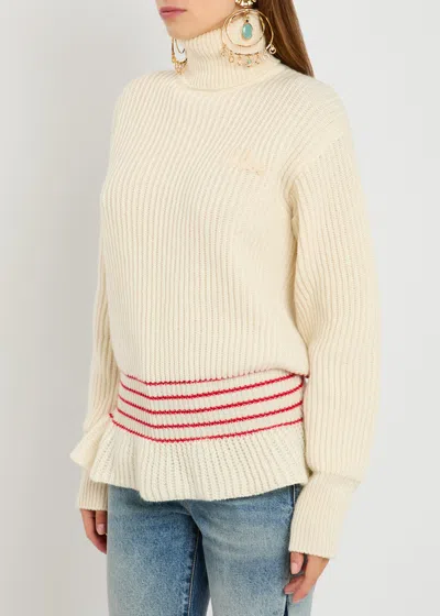 Chloé Oversized Wool And Mohair Knit Turtleneck Jumper In Neutral