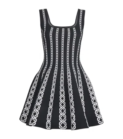 Maje Monogram-jacquard Mini Dress In Black