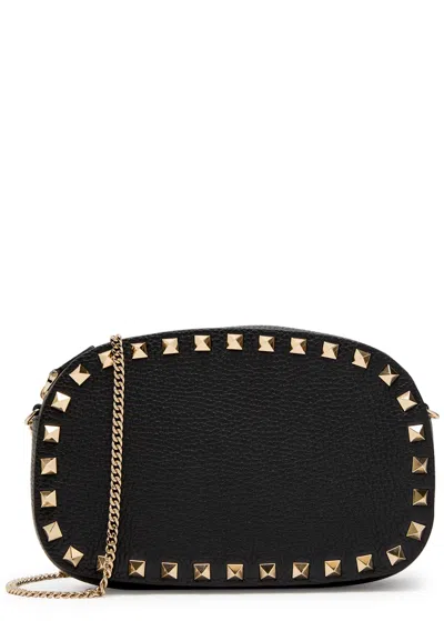 Valentino Borsa A Tracolla Rockstud In Pelle Nera Donna In Black