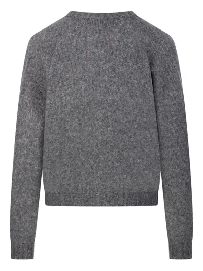 Roberto Collina Wool V-neck Sweater Long Sleeves In Gray