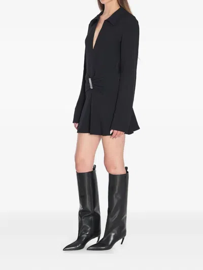 Attico Black Scoop-neck Mini Dress In Black