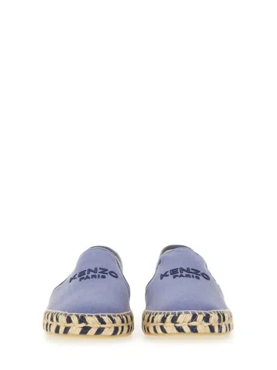 Kenzo Embroidered-logo Cotton Espadrilles In Blue