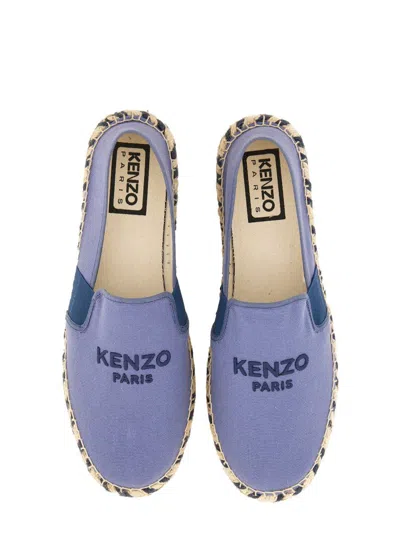 Kenzo Embroidered-logo Cotton Espadrilles In Blue