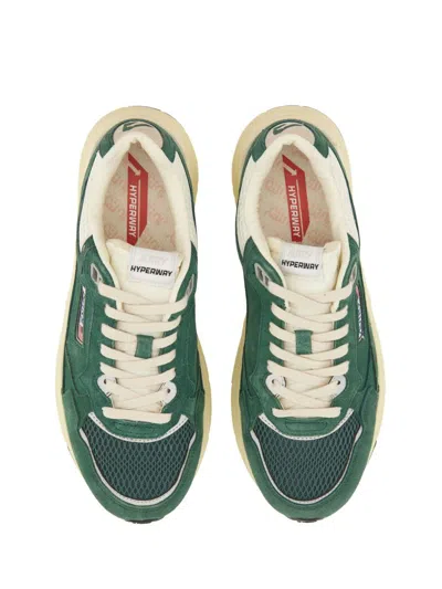 Autry Hyperway Low Malachite And Silver Mesh And Suede Sneakers In Green