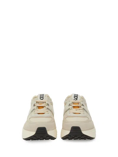 Tod's Fabric And Suede Sneaker In Sand