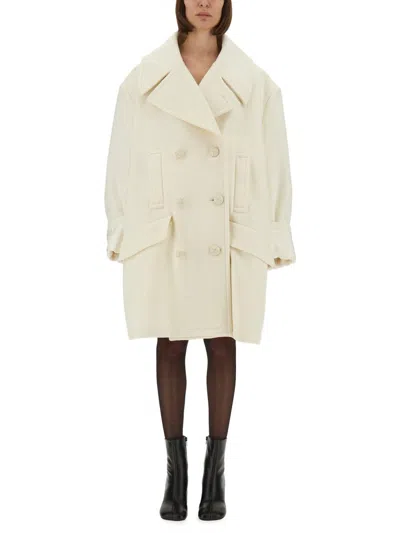 Mm6 Maison Margiela Oversized Double-breasted Coat Large Lapels In White