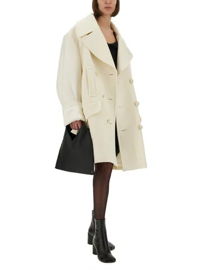 Mm6 Maison Margiela Oversized Double-breasted Coat Large Lapels In White