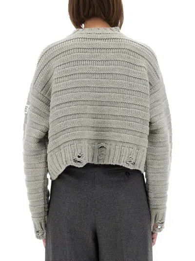 Mm6 Maison Margiela Mm6 By Maison Margiela Cropped Grey Crewneck Sweater In Gray
