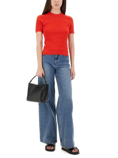 Tory Burch Top T-monogram In Misto Viscosa In Red