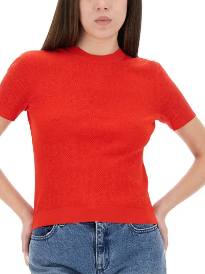 Tory Burch Top T-monogram In Misto Viscosa In Red