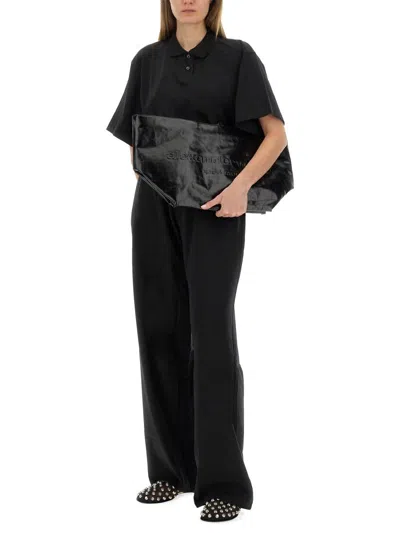 Alexander Wang Women Cropped Jersey Polo Shirt In Black