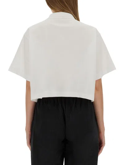 Alexander Wang Cropped Jersey Polo Shirt In Neutral