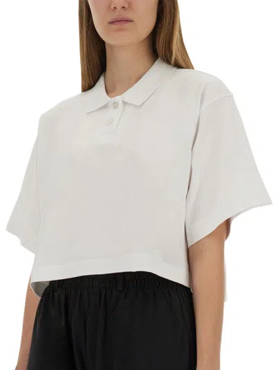 Alexander Wang Cropped Jersey Polo Shirt In Neutral