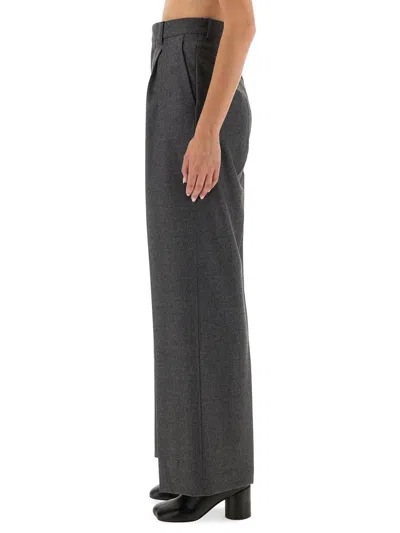 Mm6 Maison Margiela Wide Leg Pleated Trousers In Gray