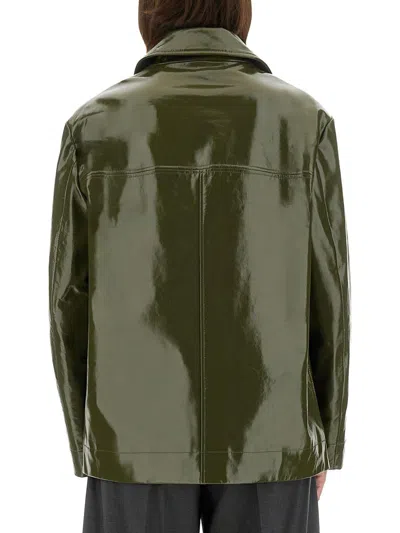 Ps By Paul Smith Ps Paul Smith Shiny Leather Jacket In Green
