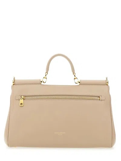 Dolce & Gabbana Grey Leather My Sicily Handbag In Sand