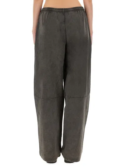 Alexander Wang Elastic Waistband Wide Leg Trousers In Gray