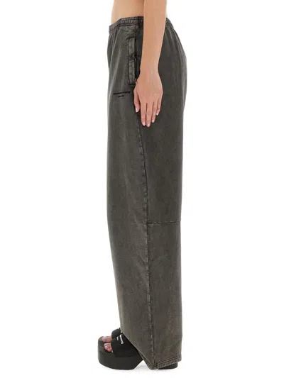 Alexander Wang Elastic Waistband Wide Leg Trousers In Gray