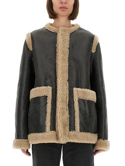 Mm6 Maison Margiela Mm6 By Maison Margiela Reversible Black Leather And Shearling Jacket In Black