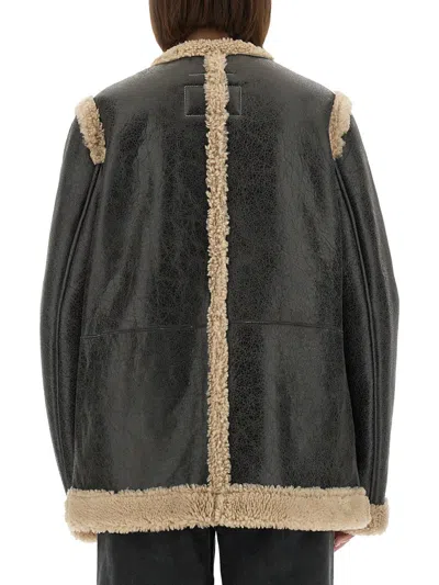 Mm6 Maison Margiela Mm6 By Maison Margiela Reversible Black Leather And Shearling Jacket In Black