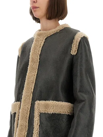 Mm6 Maison Margiela Mm6 By Maison Margiela Reversible Black Leather And Shearling Jacket In Black