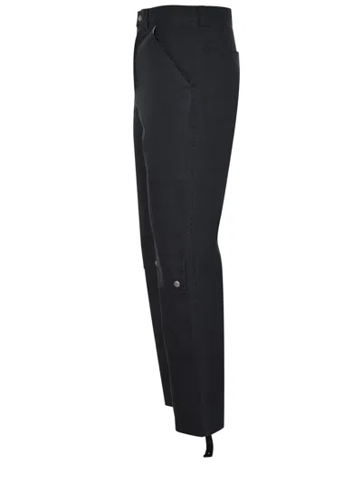 Oamc Relaxed Fit Black Chino Cargo Pants In Black