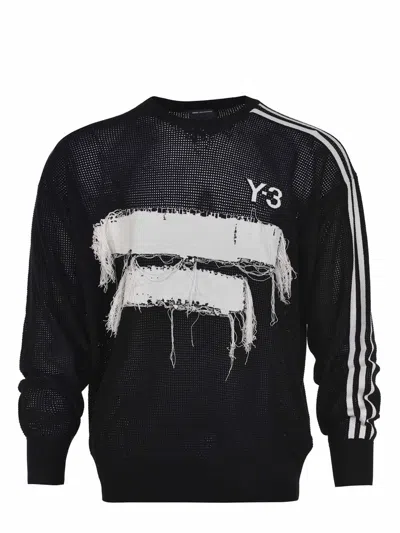 Y-3 Roundneck Graphic Sweater In Black