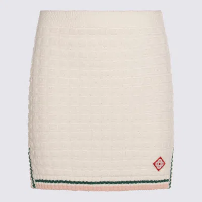 Casablanca Check Boucle Cotton Mini Skirt In Neutral